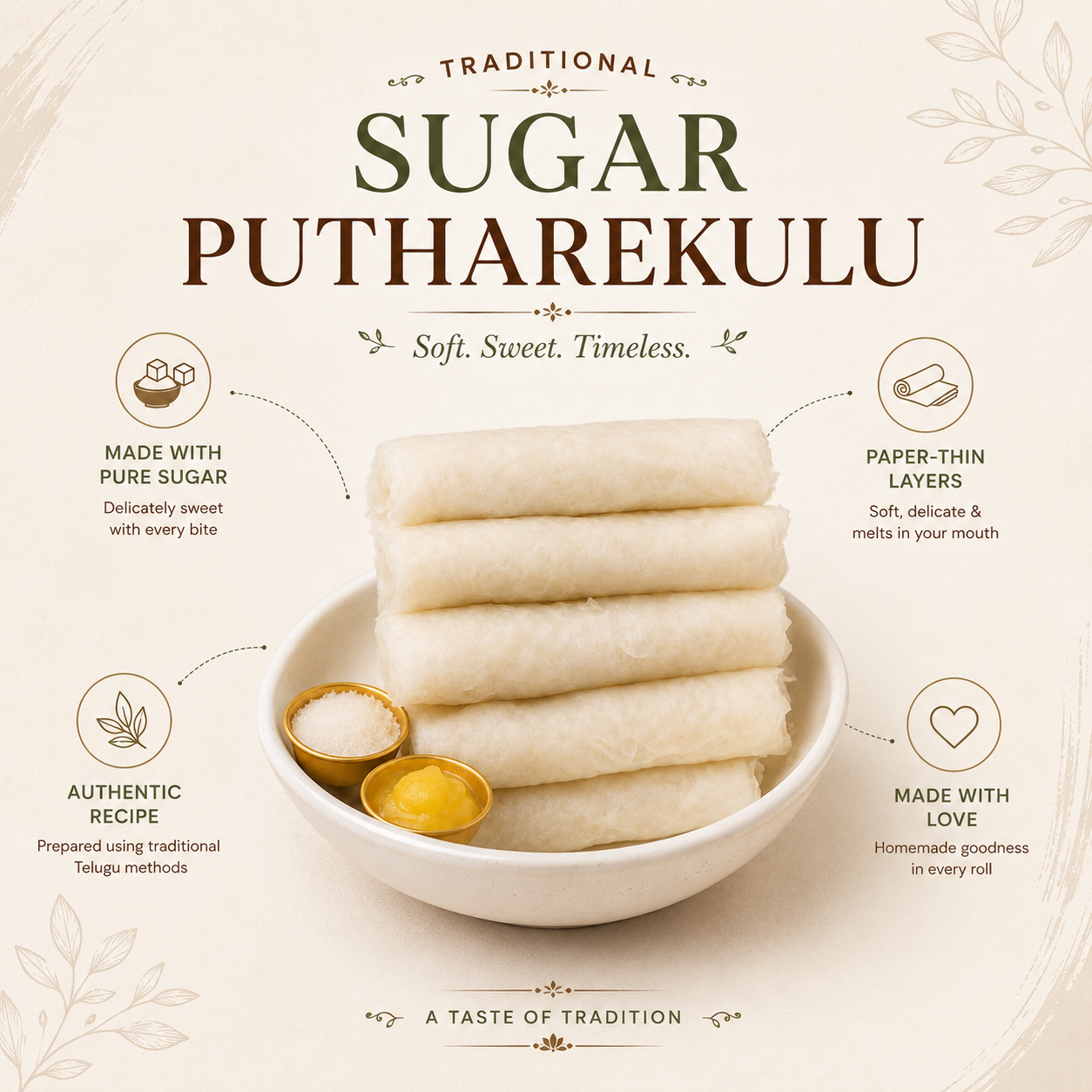 Sugar Putharekulu ( 10 pices)